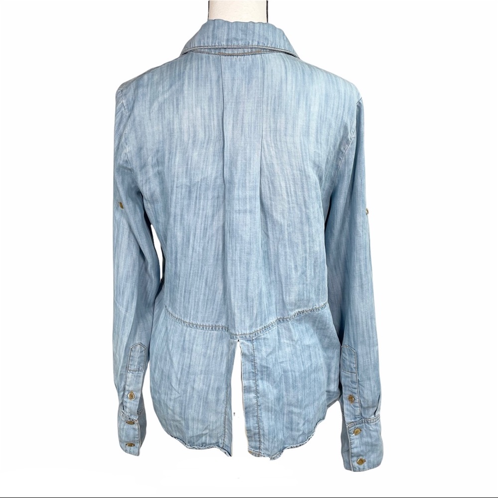 Anthro Elevenses Chambray Split Back Button Down - image 3